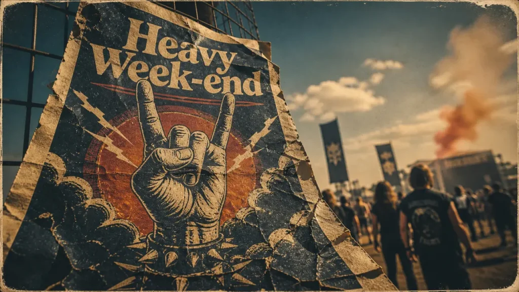Nancy Open Air : affiche concert vintage au grillage, festival en plein air