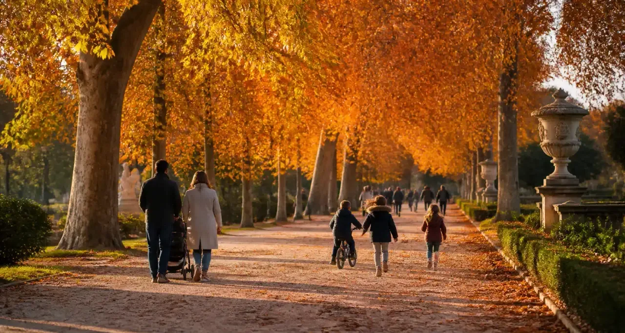 Familles au parc de la Pépinière à Nancy en automne