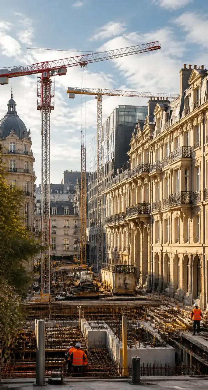 Chantier de rénovation dans un quartier de Nancy en transformation