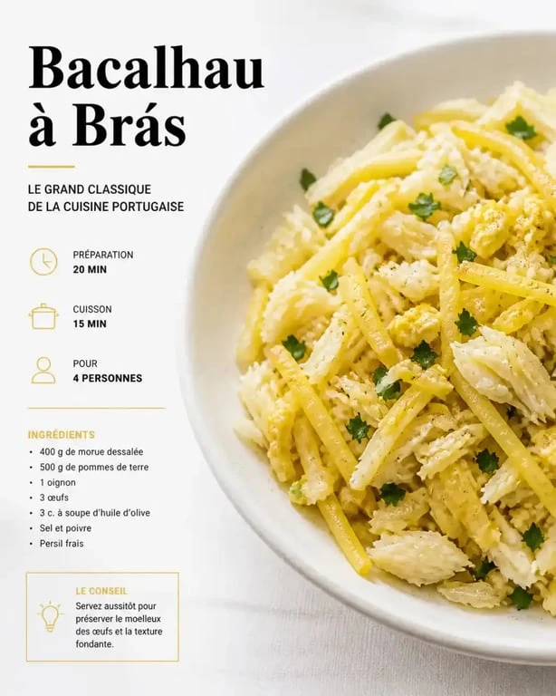 Plat traditionnel de Bacalhau à Brás dans un restaurant portugais à Nancy