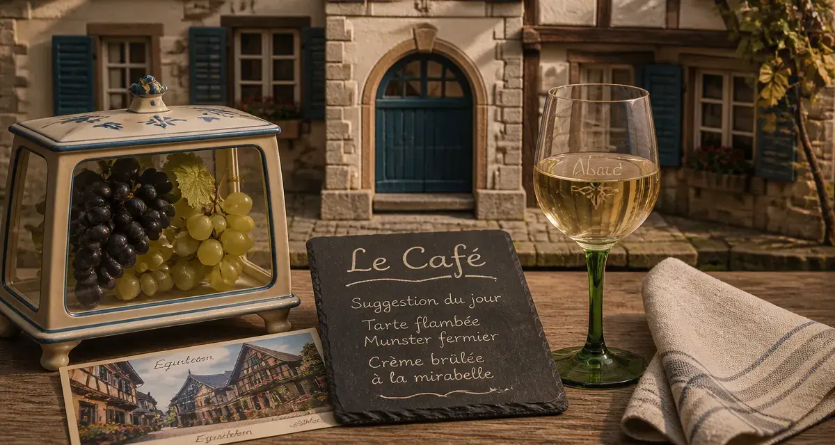 Hôtel restaurant à la Ville de Nancy à Eguisheim, vin d’Alsace et carte postale