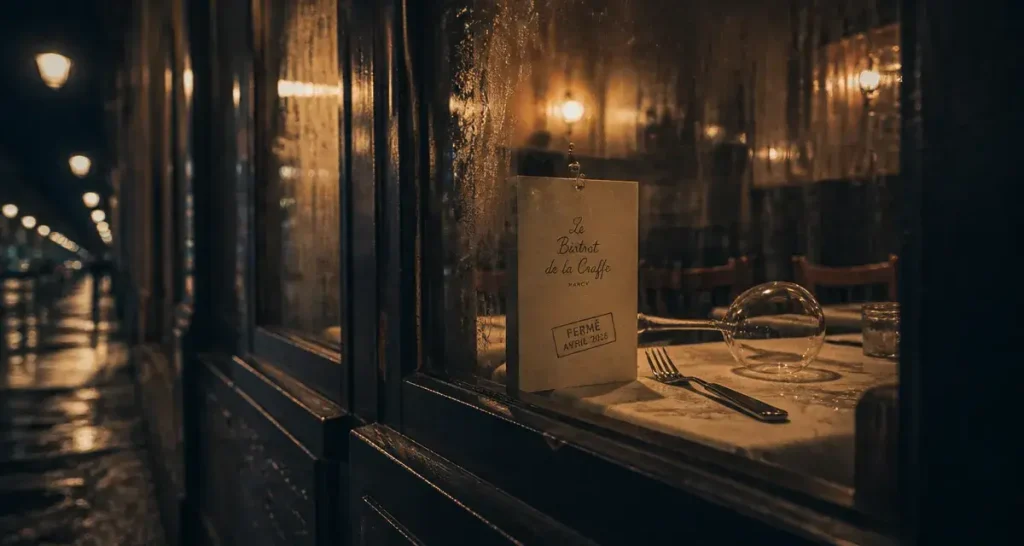 Restaurant polmard nancy, vitrine nocturne au 60 rue Stanislas